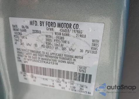 2007 Ford Escape Xlt from USA, damaged, VIN 1FMYU03Z37KA31318